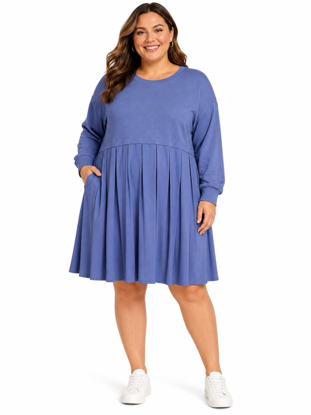 Moa Moa Long Sleeve Pleated Fit & Flare Plus Size Dress – 3X - NWT